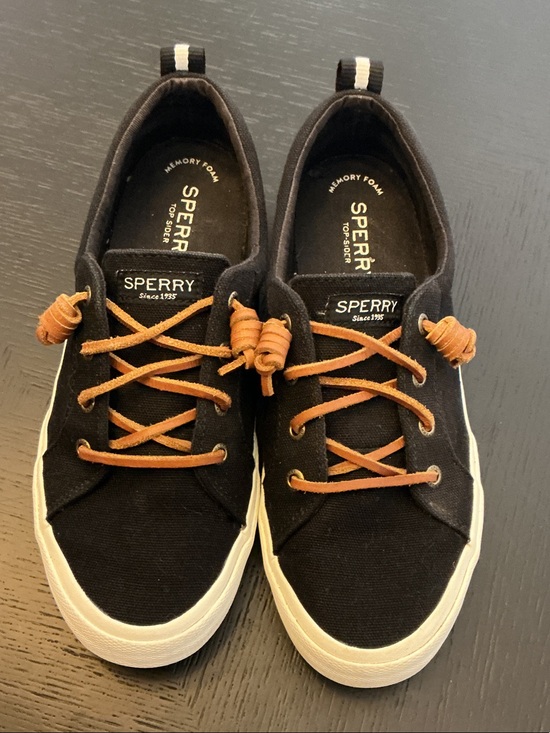 Sperry Shoes - Sperry Black Canvas Boat Shoes with Brown Laces